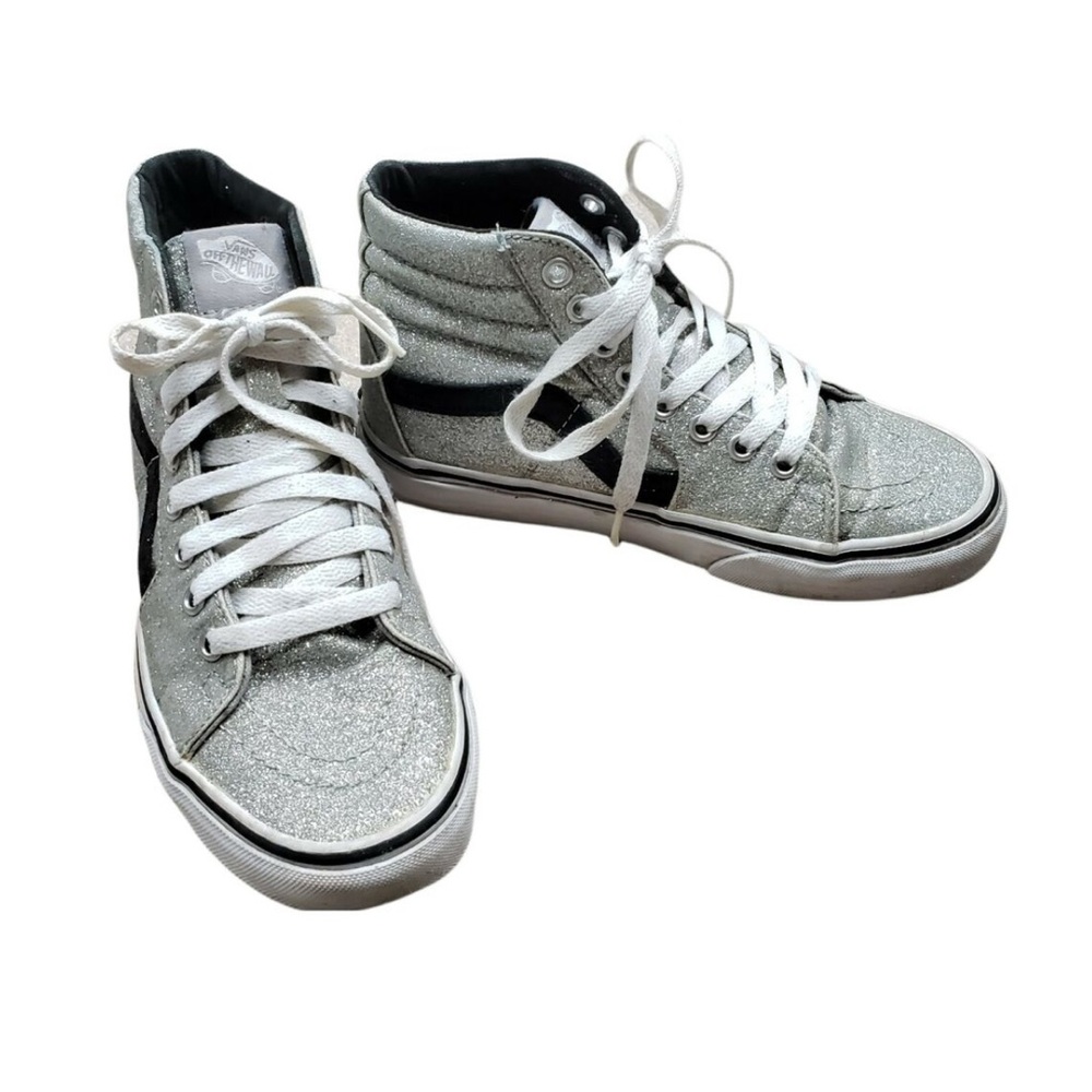 VANS Hi Top SK8 Silver Glitter Sneakers